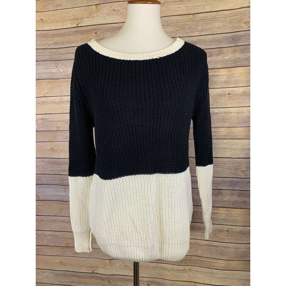 Preston Womens Small Colorblocked Sweater Black